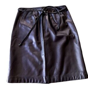 Valerie Stevens Real Leather Black Fully Lined A Line Knee Length Skirt Sz 4
